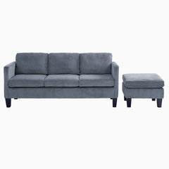 Modern L-Shaped Sectional Sofa with Padded Cashmere Upholstery – Space-Saving Design for Living Rooms & Apartments, Easy Assembly, Grey