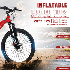 Mountain Bike for Girls and Boys Mountain 24 inch shimano 6-Speed bike