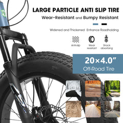 V20235 20 Inch Fat Tire Bike Adult 7 Speed Mountain Bike, Dual Disc Brakes, High Carbon Steel Frame, Front Suspension, Mountain Buggy, City Commuter City Bike, Fat Tire Bike