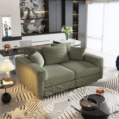 82.7 ' Plush Corduroy 3-Seat Sofa,Modern Comfy Upholstered Sofa Cloud Couch,Deep Seat Couches with Soft Pillows,Convertible Deep Seat Sofa Lounge Chair for Living Room Bedroom,Apartment,Office,Green
