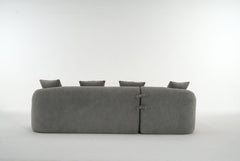 Boneless L-Shape Sectional Sofa with Curved Chaise,Grey Modular Chenille Compression Couch,30D High-Density Foam,Minimalist Modular Couches Sleeper for Living Room Bedroom Apartment Lounge.