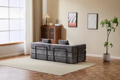 Floor Couch,Compression Sofa,Convertible Floor Sofa Bed-with Pillow Back Support Armrest,Comfy Futon Couch Lounge Sleeper Bed,Chenile fabric,for Living Room Bedroom (DARK-GREY)