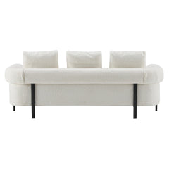 78' Modern 3-Seater Beige Upholstered Sofa, Oversized Comfy Couch with 3 Plush Pillows for Living Room, Bedroom, Apartment