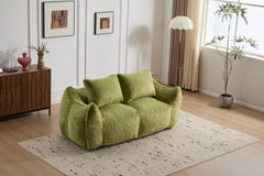 Giant Bean Bag Couch for Adults, Ultra Soft Fluffy Loveseat Bean Bag Sofa, Oversized Chase Lounge Chair Indoor for Living Room Bedroom, No Assembly Required Cozy Reading Chair with Pillows, Green