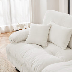 3-Seater Sectional Sofa Modular Deep Seat Sofa Couch , Chenille Sofa Soft Comfy Upholstered Furniture for Living Room, Apartment, Studio, Office,Chenille White