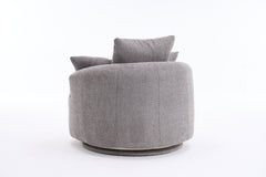 360° Swivel Chair Accent Barrel Chair Swivel Round Upholstered Sofa Chair with 3 Removable Pillows for Living Room, Bedroom, Office and Hotel, High-Resilience Sponge,Grey