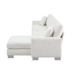 Modern Oversized L-Shaped Sectional Sofa with Chaise and Free Pillows, Chenille Upholstery, 119*55'