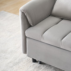 52 'grey modern velvet sofa, sofa pullout bed, small love seat casual sofa with back, pillow, pockets, living room furniture, 3 in 1 convertible sleep sofa bed.