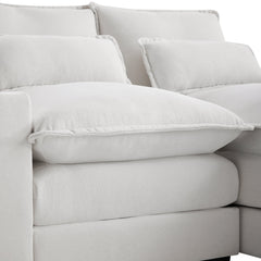 Modern U-shaped Sofa with Console, Cupholders & USB Ports, 6-seat Upholstered Furniture, Chenille, 123*55 inches, White