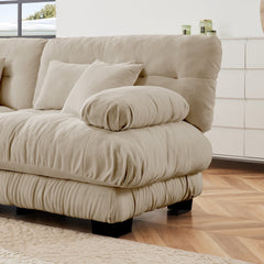 4-Seater Sectional Sofa Modular Deep Seat Sofa Couch , Chenille Sofa Comfy Upholstered Sofa for Living Room, Apartment, Studio, Office,Chenille Light coffee
