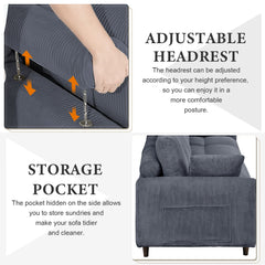 Modern corduroy modular section sofa, U-shaped convertible L-shaped sofa set with pillow, oversized sectional sofa with footstool, suitable for living room, attic, apartment, office - Gray 6 seat