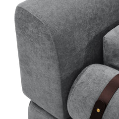 Modern Loveseat Sofa 59' Sofa Couch 2-Seater with USB Ports, Unique Cylindrical Armrests, Grey Chenille