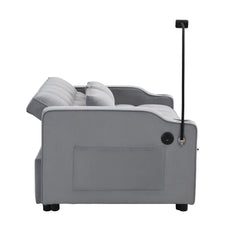 Modern Velvet Loveseat Futon Sofa Couch w/Pullout Bed,Small Love Seat Lounge Sofa with adjustable Reclining Backrest,Toss Pillows, Pockets,Furniture for Living Room,3 in 1 Convertible Sleeper Sofa Bed