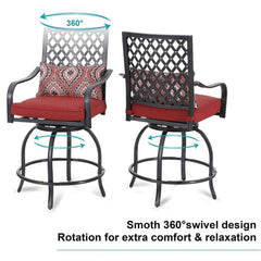 6PCS Outdoor Patio Bar Set Dining Table With Umbrella & Swivel Bar Stools (SAK53218)