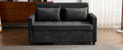 Contemporary 56.9' Loveseat Sofa Bed Sleeper with Reversible Backrest, Side Pockets, USB Ports, Phone Holder, Black Chenille