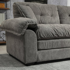 84' Chenille Sofa Small Sofa Loveseat Deep Seat Sofa Couch with 2 Throw Pillows & Memory Foam for Living Room Apartment Office Lounge-Grey