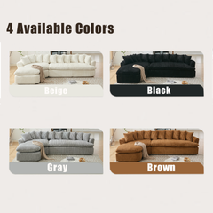 [NEW ARRIVED] [VIDEO PROVIDED]   127''  Large Sectional Sofa ,Elegant Curved Design ,High-Resilience Foam ,Ten Back Cushions,L-Shape Left Sofa,No Assembly  Required , (Black
-Soft Corduroy Fabric)