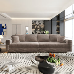 102.4 'Plush Corduroy 4-Seat Sofa,Modern Comfy Upholstered Sofa Cloud Couch,Deep Seat Couches with Soft Pillows and Movable Ottoman,Convertible Sofa Lounge Chair,for Living Room,Apartment,Office,Camel