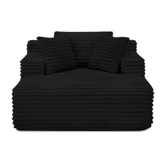 Living Room Compressed Chaise Lounge Foam Sofa bed,  Fluffy Corduroy Upholstered Cloud Couch with Deep Seat, Black