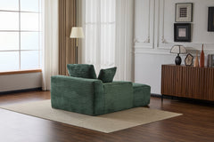 Oversized Chaise Lounge Chair Cozy Cloud Couch, Modern Plush Corduroy Upholstered Sleeper Sofa Daybed with 3 Throw Pillows and Wide Armrest for Living Room, No Assembly Required,Green