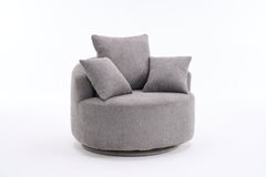 360° Swivel Chair Accent Barrel Chair Swivel Round Upholstered Sofa Chair with 3 Removable Pillows for Living Room, Bedroom, Office and Hotel, High-Resilience Sponge,Grey