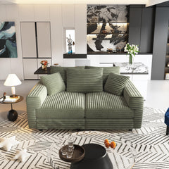 82.7 ' Plush Corduroy 3-Seat Sofa,Modern Comfy Upholstered Sofa Cloud Couch,Deep Seat Couches with Soft Pillows,Convertible Deep Seat Sofa Lounge Chair for Living Room Bedroom,Apartment,Office,Green