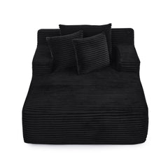 Modern Velvet Fabric Single Lazy Sofa Lounge Chair, Indoor Use, Black, No Assembly Required