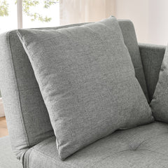 Convertible Sleeper Sofa Chair Adjustable Backrest Recliner with Pullout Sofa Bed with Wheels, Modern Linen Fabric for Living Room for Tight Spaces, Grey