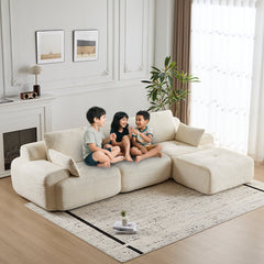 Modern Memory Foam Compressed Sofa,Large Sectional Couches for Living Room,Pet-Friendly Cloud Modular Sectional Sofa,Corduroy Fabric,Extra Deep Loveseat,No assembly required, BEIGE