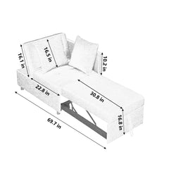 Convertible Sleeper Sofa Chair Adjustable Backrest Recliner with Pullout Sofa Bed with Wheels, Modern Linen Fabric for Living Room for Tight Spaces, Beige