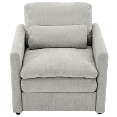 Cozy Upholstered Armchair Oversized Comfy Cloud Sofa Double Cushion Single Sofa in Light Grey Chenille, 31.9'