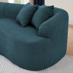 Curved Modular Sectional Sofa in Lamb's Wool Fabric, Modern Minimalist Style, Compressed (No Assembly Required), Comfy for Living Room & Bedroom - Blue