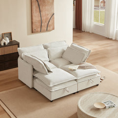 U_Style Double-Layer Cushion Modular Sofa, Freely Combinable, 4-Seater with Storage Function, Includes 4 Soft Cushions, Perfect for Living Rooms, Offices, and Apartments