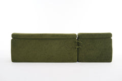 105' Modula Compression Sponge L-Shaped, Chesterfield-Inspired Design, No-Assembly Chenille Couch, 30D High-Density for Living Room, Bedroom, Apartment.Green.