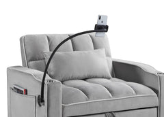 Convertible Sleeper Chair Sofa Bed Adjustable Pull Out Sleeper Chair Bed Multi-Pockets Folding Sofa Bed for Living Room Bedroom Small Space,3-in-1 Sofa Bed