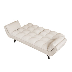 57 Inch Beige Velvet Sofa with Two Armrests and Cushioned Seat for Small Spaces