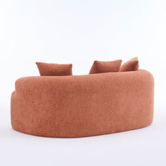 LY-025S Coral Curved Loveseat: Compressed No Assembly, Chenille Small Sofa, 30D Sponge, Compact for Apartments, 65' L, 300Lbs, 3 Pillows