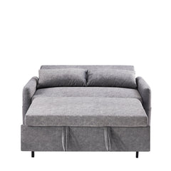 Contemporary Grey Pull Out Sleep Sofa Bed Loveseat with Adjustable Backrest, Storage Pockets, USB Ports and 2 Soft Pillows