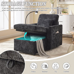 Multifunctional Lazy Person Sofa Recliner with Storage Backrest and Cell Phone Bracket in Chenille for Living Room or Bedroom