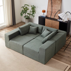 104-Inch Corduroy  Modular L Shaped Sectional Sofa,Luxury Floor Couch Set,Upholstered Indoor Furniture,Foam-Filled Compressed Sofa for Living Room,Bedroom,4 PC Free Combination