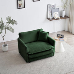 2 Seater Loveseat and Chair Set, 2 Piece Sofa & Chair Set, Loveseat and Accent Chair , 2-Piece Upholstered Chenille Sofa Living Room Couch Furniture(1+2 Seat ) ,Green Chenille