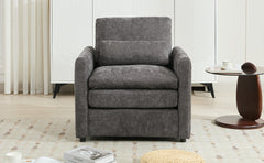 Cozy Upholstered Armchair with Double Cushion in Grey Chenille, 31.9 Inches
