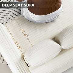 82.7 ' Plush Corduroy 3-Seat Sofa,Modern Comfy Upholstered Sofa Cloud Couch,Deep Seat Couches with Soft Pillows,Convertible Deep Seat Sofa Lounge Chair for Living Room Bedroom,Apartment,Office,Beige