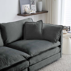 Modern Accent Chair with Ottoman, Living Room Club Chair Chenille Upholstered Armchair , Reading Chair for Bedroom, Gray Chenille