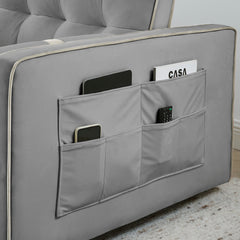 Modern 55.5' Pull Out Sleep Sofa Bed 2 Seater Loveseats Sofa Couch with side pockets, Adjsutable Backrest and Lumbar Pillows for Apartment Office Living Room