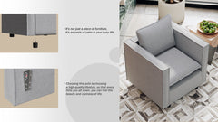 Decorative chair, comfortable gray single sofa chair, soft breathable seat cushion, soft cushion armchair, modern comfortable sofa chair in bedroom/corner/reading room