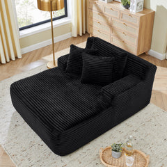 Modern Velvet Fabric Single Lazy Sofa Lounge Chair, Indoor Use, Black, No Assembly Required