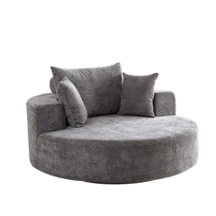 55''L Chenille Foam Single Swivel Chair, Fluffy Modern Sleeper, 360 Degree Swivel Chair for Living Room, Bedroom, Lounge and Projection Room