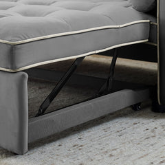 Modern 55.5' Pull Out Sleep Sofa Bed 2 Seater Loveseats Sofa Couch with side pockets, Adjsutable Backrest and Lumbar Pillows for Apartment Office Living Room