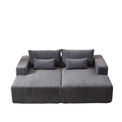 87' Oversized Sectional Lounge Chaise ,No Assembly Required,Cloud Plush Loveseat with Reclining Sofa Bed,Fluffy Modern Sleeper Chair for Indoor Living Room Bedroom